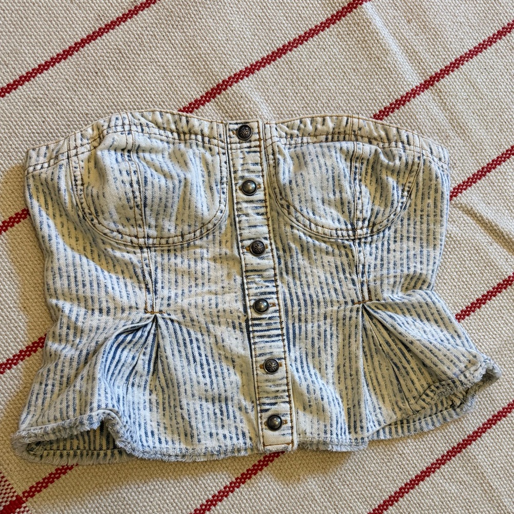 Pilcro Textured Knit in Blue and Cream